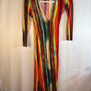 Fashion Nova Vibrant Long Sleeve Maxi Dress Size XS Preowned